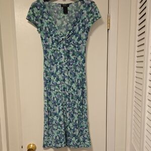 BCBG Blue and Green Floral Midi Dress